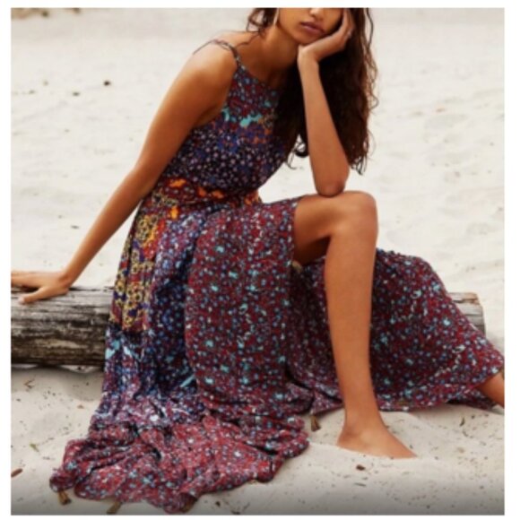 RARE! Bhanuni by Jyoti Anthropologie Marala Multicolor Tier Maxi Dress - Picture 2 of 12